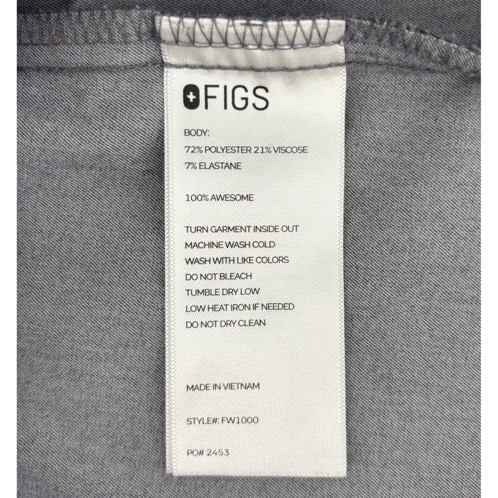 FIGS Catarina One Pocket Scrub Top Women XS Gray Technical Collection FW1000 - Picture 4 of 6